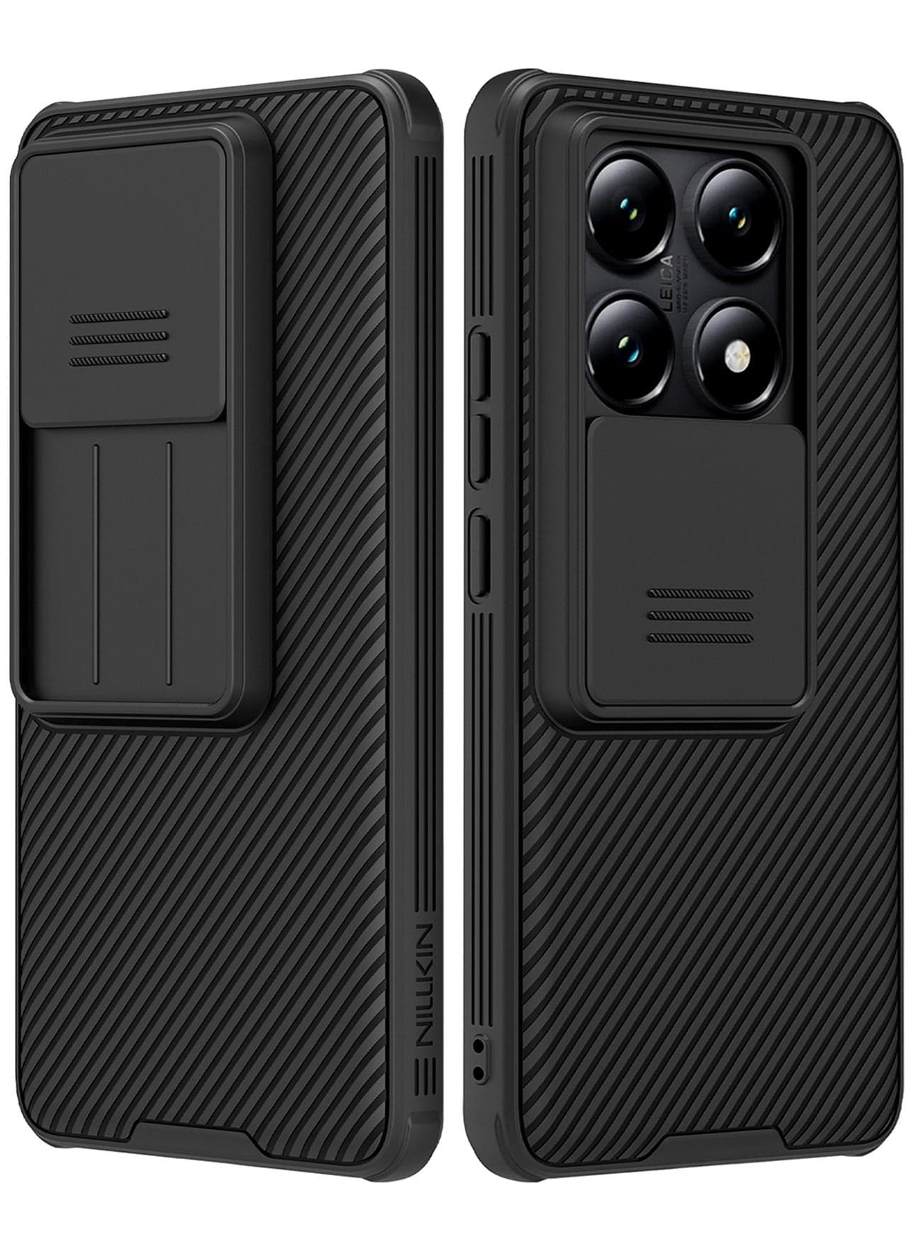 For Xiaomi 14T Pro Case, Camera Lens Protection Slide Cover, TPU and PC Shockproof Bumper Back Cover, Anti-Fingerprint Mobile Phone Case, Slim Fit Protective Casing
