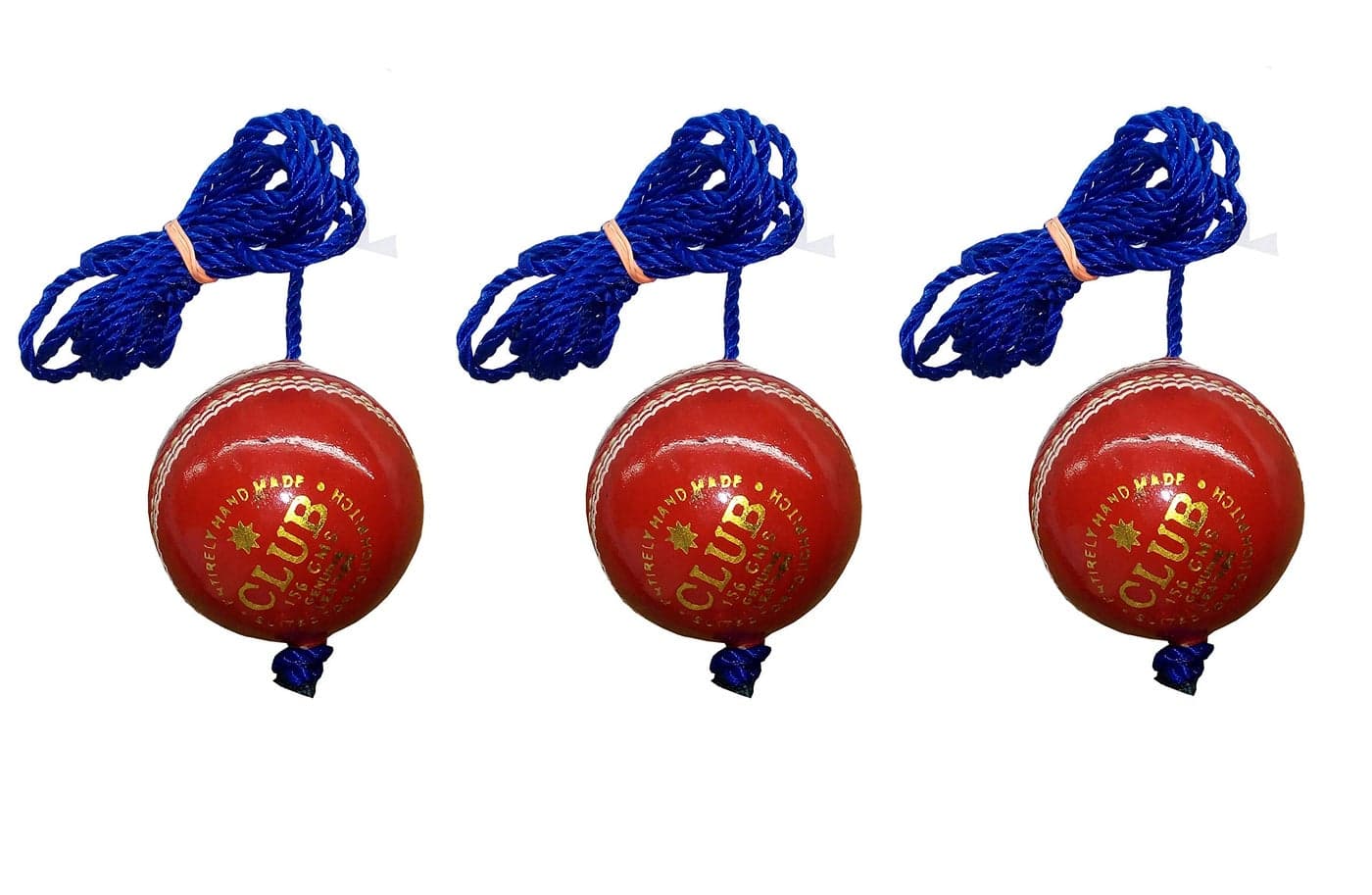 PSE Priya Sports Leather Club Practice Hanging Cricket Ball Red Pack of 3