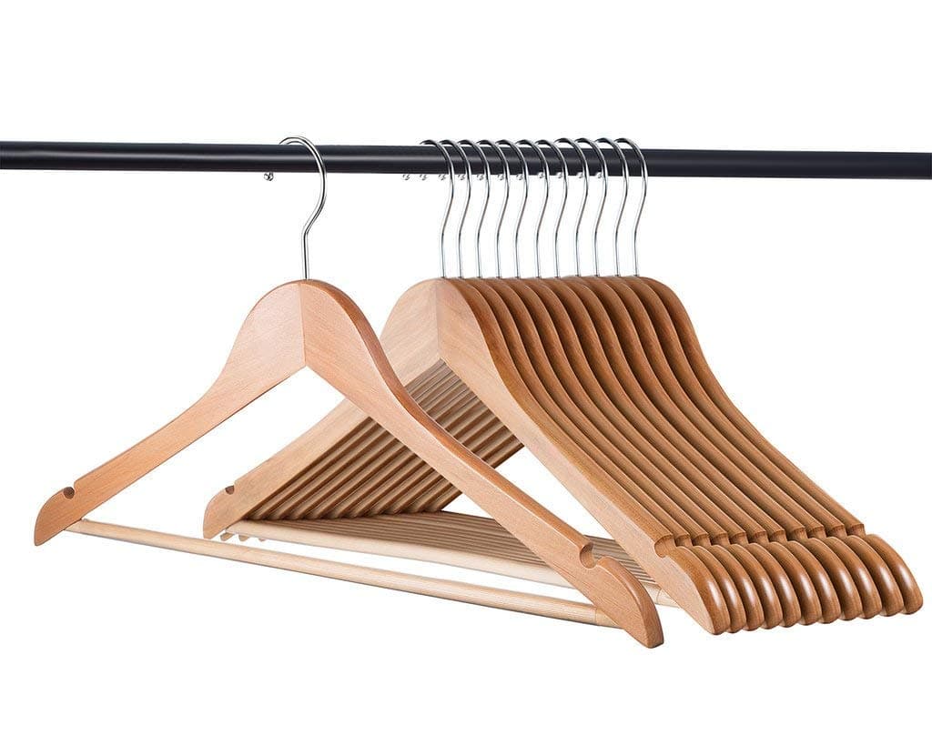 Ash & Roh® Wooden Hangers use for Hanging Your Pants, Skirts, Trousers and All Kinds of Clothes- (Beige, Pack of 6)