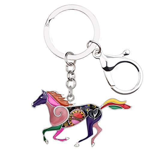 BONSNY Enamel Metal Horse Key chains For Women Girls Gifts Car Purse Animal Pendant Charms (Violet)