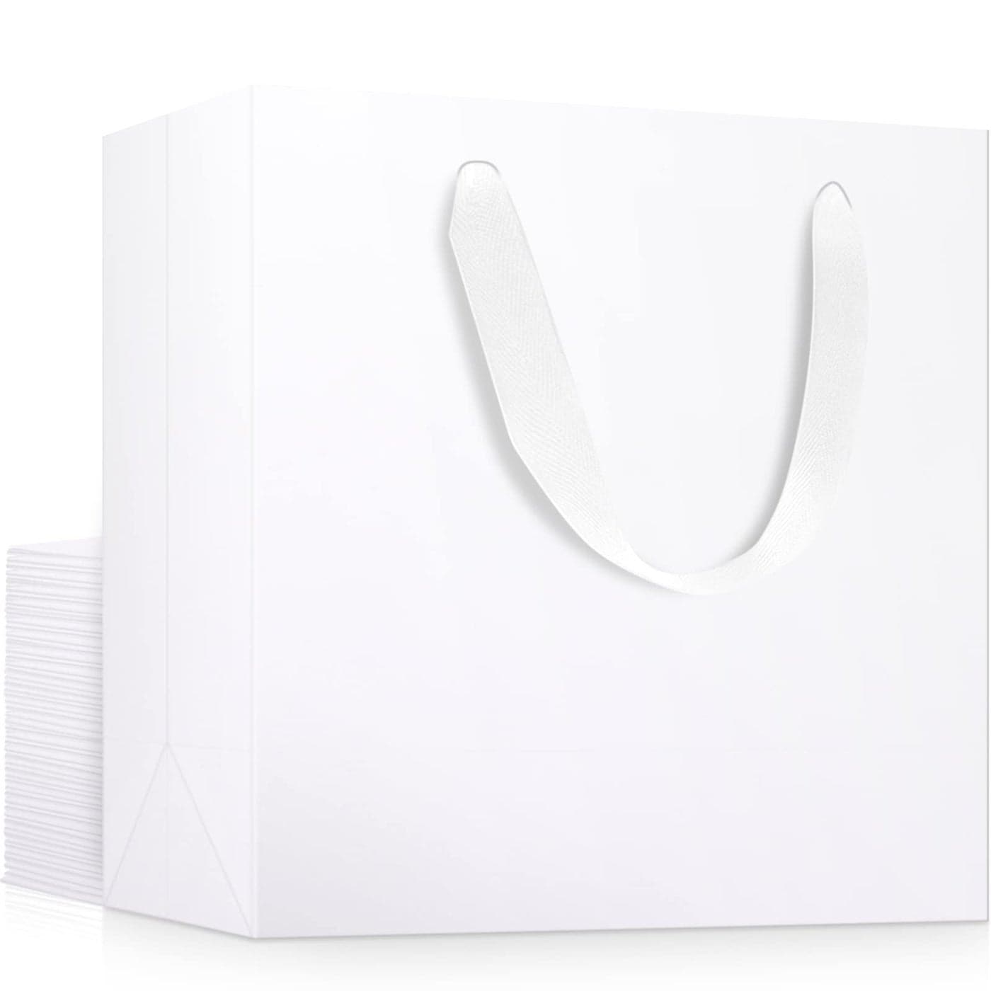 EUSOAR Large Size White Gift Wrap Bags 25 Pack 125x45x11 Paper Heavy Duty Bags with Handles in Bulk for Wedding Grocery Boutique Retail Business Party Favors Baby Showers Birthdays