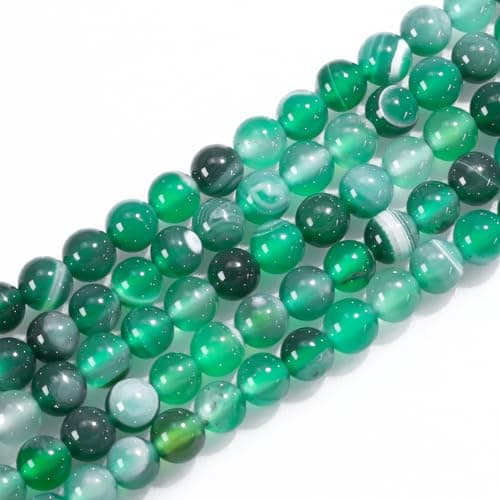 Natural Gemstone Round Loose Beads for Jewelry Making DIY Crystal Energy Healing 1 Strand 15 Green Stripe Agatre 4mm 15Strand