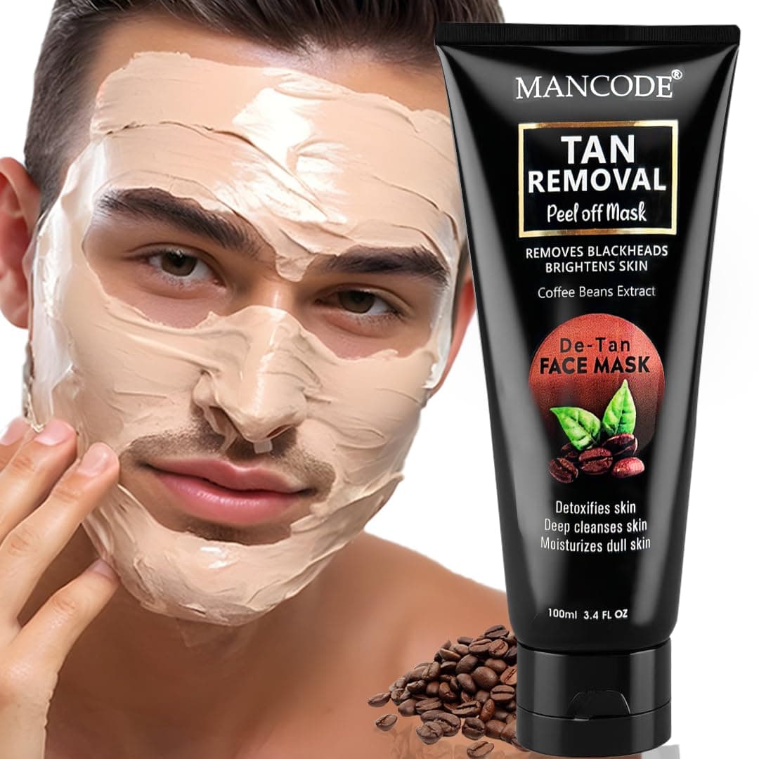 Mancode DeTan Removal Peel off Face Mask for Men and Women 100ml Deep Cleansing Exfoliator Defeat Blackheads Whiteheads Glowing White Brighten Skin