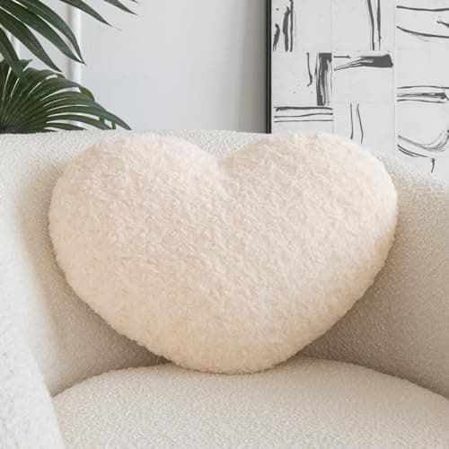 ZCNYCLAM Heart Pillow Soft Heart Shaped Pillow with Room Decorative Throw Pillows for Bed Couch Chair Sofa Heart Shaped Cute Throw Pillow Cushion for Bedroom Living Room Beige Mini 129 x 98