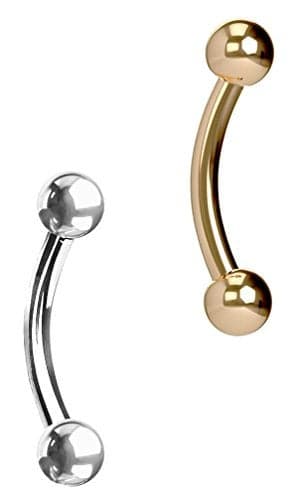 Forbidden Body Jewelry Surgical Steel Petite Belly Button Rings Curved Navel Barbell Set 14G 5/16 Inch 3mm End Balls (Rose Gold and Plain)
