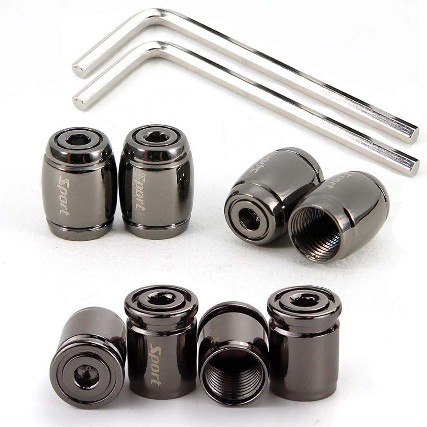 Dsycar 8 Pack Locking Tire Valve Caps Anti Theft Design with O Rubber Ring Universal Aluminum Tire Valve Stem Caps for Cars SUVs Bike Trucks Motorcycles Lock Tight Fit Black