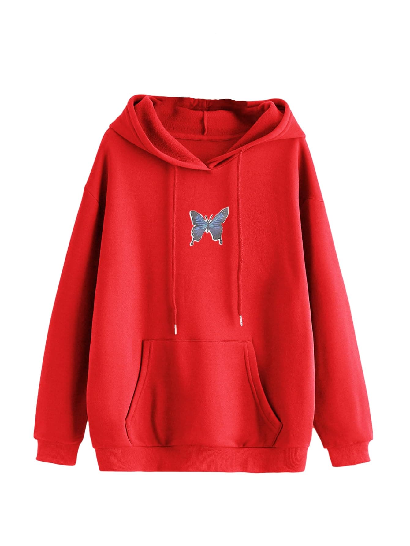 KOTTY Women Full Sleeve Hooded Printed Sweatshirt Blood red
