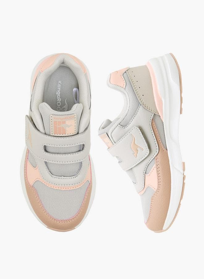 Kids' Panelled School Shoes With Hook And Loop Closure