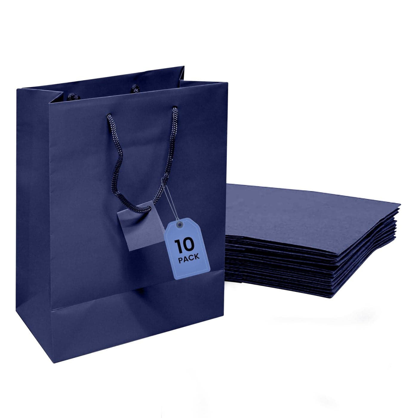Novel Box Blue Gift Bags with Handles 10 Pack 475x325x675 Inches Small Paper Bulk Gift Bags for Business Shopping Birthday Party Favor Euro Tote Paper Bag for Groceries Personal Use