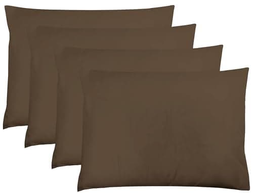 ZPECC Pillow Cases Standard Size Set of 4, 20x26 Envelope Closure Pillowcases, Soft Plain Brushed Microfiber Covers Hypoallergenic Breathable, Brown