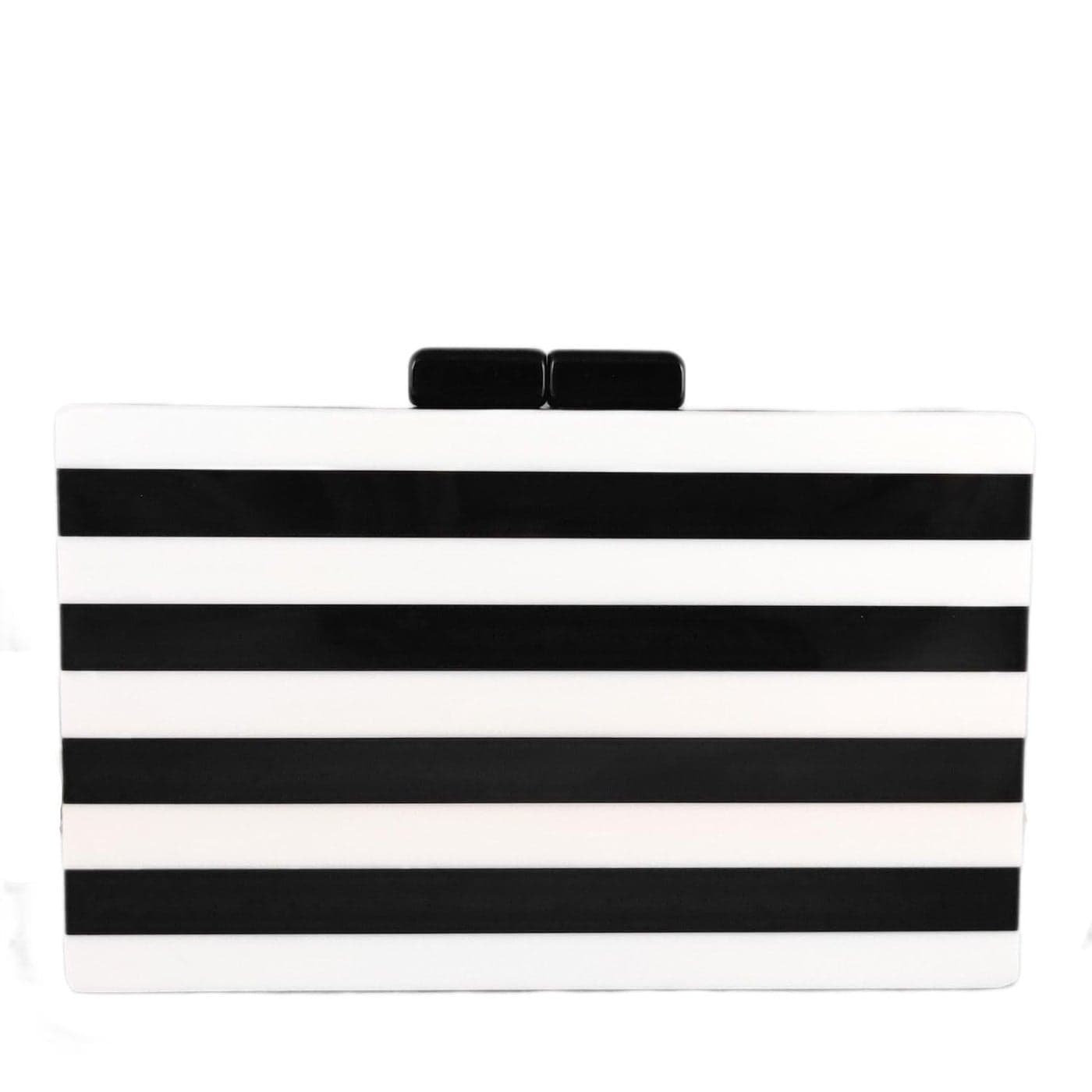 Boutique De FGG Black and White Striped Women Acrylic Box Clutch Evening Purses Chain Shoulder Bag Crossbody Handbags,Mini