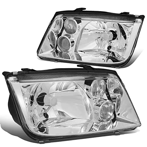DNA MOTORING HL-OH-VWJE99-CH Pair of Chrome Housing Euro-Spec E-Code Style Headlights Compatible with 99-05 Jetta MKIV,Left & Right Side