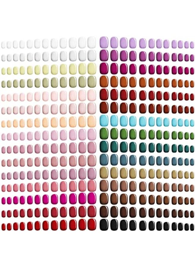 Honoson 720 Pieces Short False Nails Medium Square Artificial Fake Nails Full Cover Fingernails Coffin Press on Nails Glossy False Nails Tips for Women Girls DIY NailElegant Colors