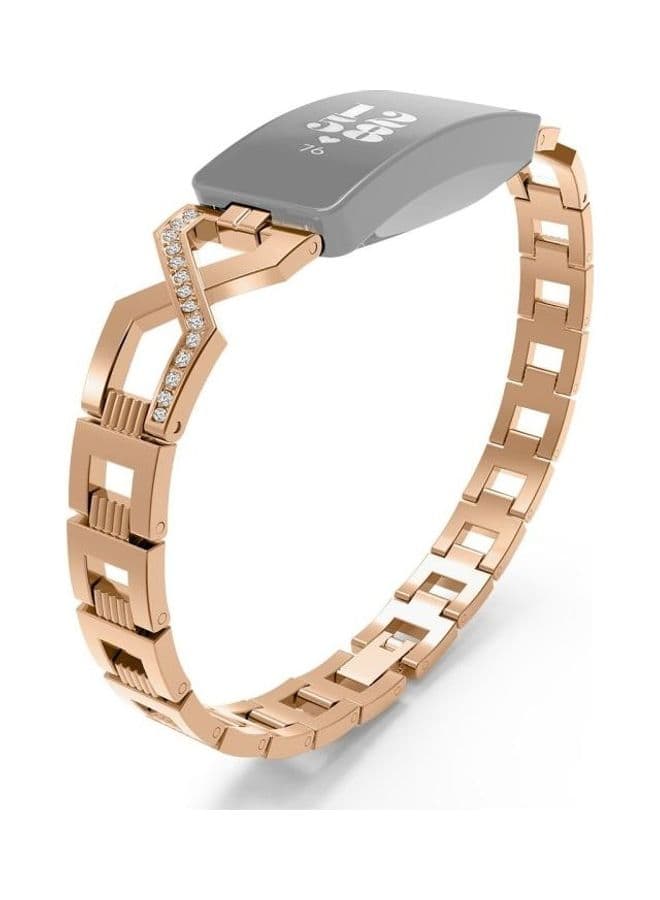 Metal Cross Chain A Type Replacement Wrist Strap For Fitbit Inspire / HR Rose Gold