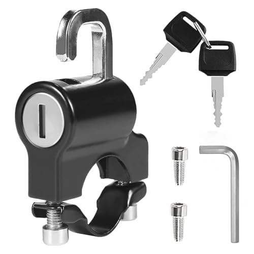 HETZON SALES Motorcycle Helmet Lock,Motorbike Accessories,Bike Handlebar Tubing Helmet Lock,Anti-Theft Helmet Safety Lock Metal 22mm-26mm Black with 2 Keys Motorcycle Accessories