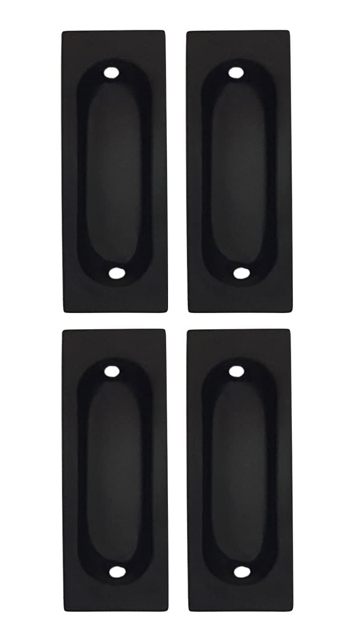 QCAA Solid Brass Rectangular Flush Pull 3x118x38 Matte Black Made in Taiwan 4 Pack