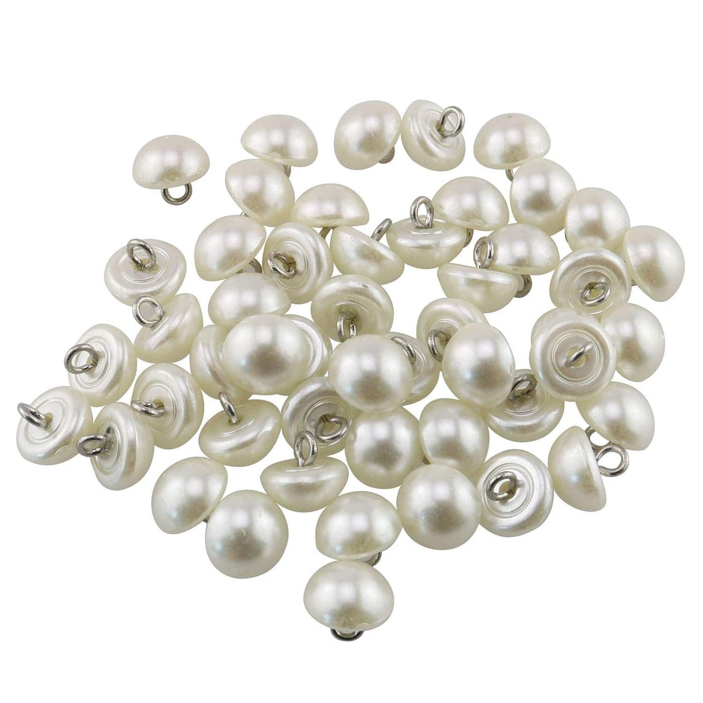 Tegg Half Domed Button 50PCS 10mm CreamColoured Half Ball Pearl Buttons with Metal Shank for Clothes Craft Sewing