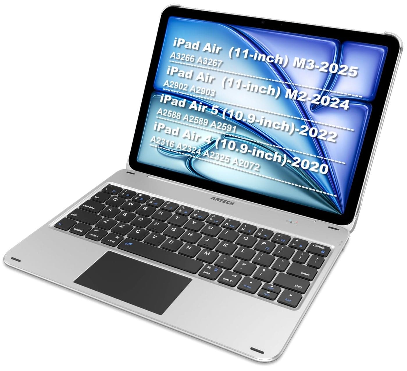 Arteck iPad Air 11-inch/Air 5th 4th Generation Keyboard Case with Trackpad, Bluetooth Keyboard with Folio Full Protection Case and Touchpad for Apple iPad Air 11” M3/M2 (2025/2024), Air 5/Air 4