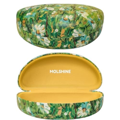 molshine Hard Shell Sunglasses Case,Large Glasses Case for Women Men Oversized Sunglass Eyeglasses (Yellow Daisy)