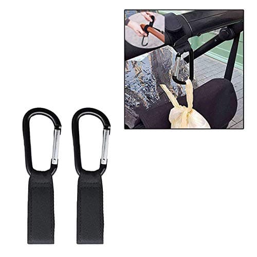 Safe-O-Kid® Strong Metal Non-Slip Buggy/Pram Clips (Pack of 2) – Universal Stroller Hooks for Bag Holder, Durable & Secure- Black