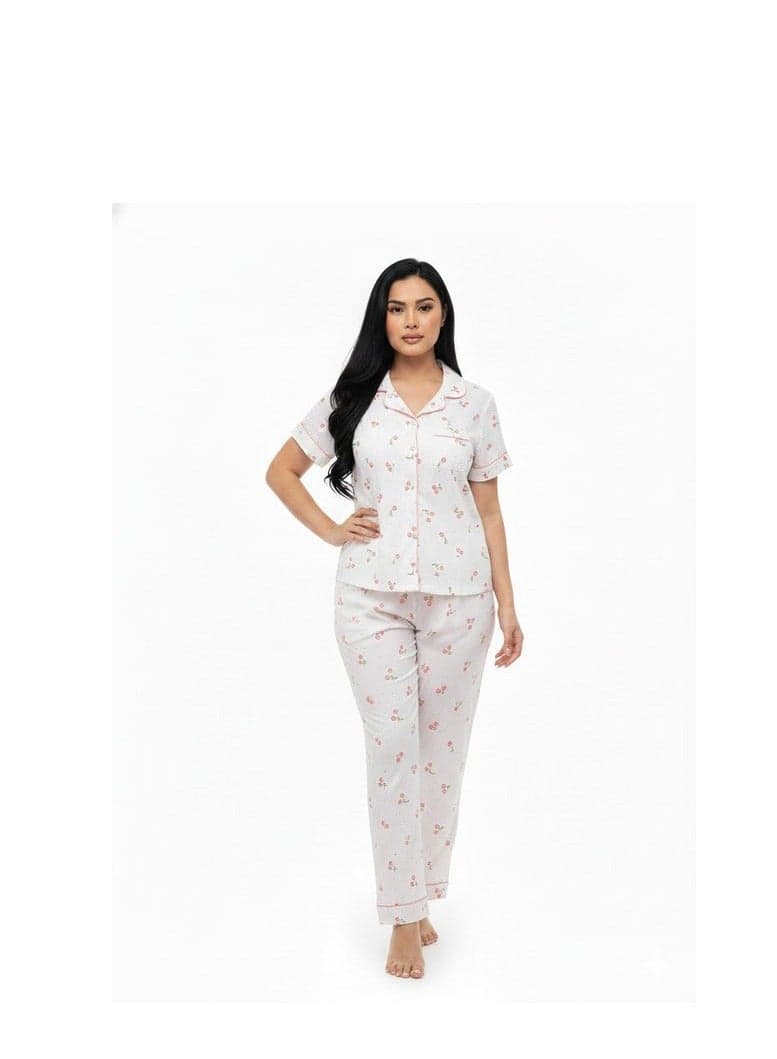 JOANNA F216757 Women Pajama Set Nightwear Sleepwear Loungewear Night Suit Soft Breathable Comfortable Relaxed Fit Daily Home Wear Stylish Cozy Sleep Set for Women Indoor Lounge Outfit