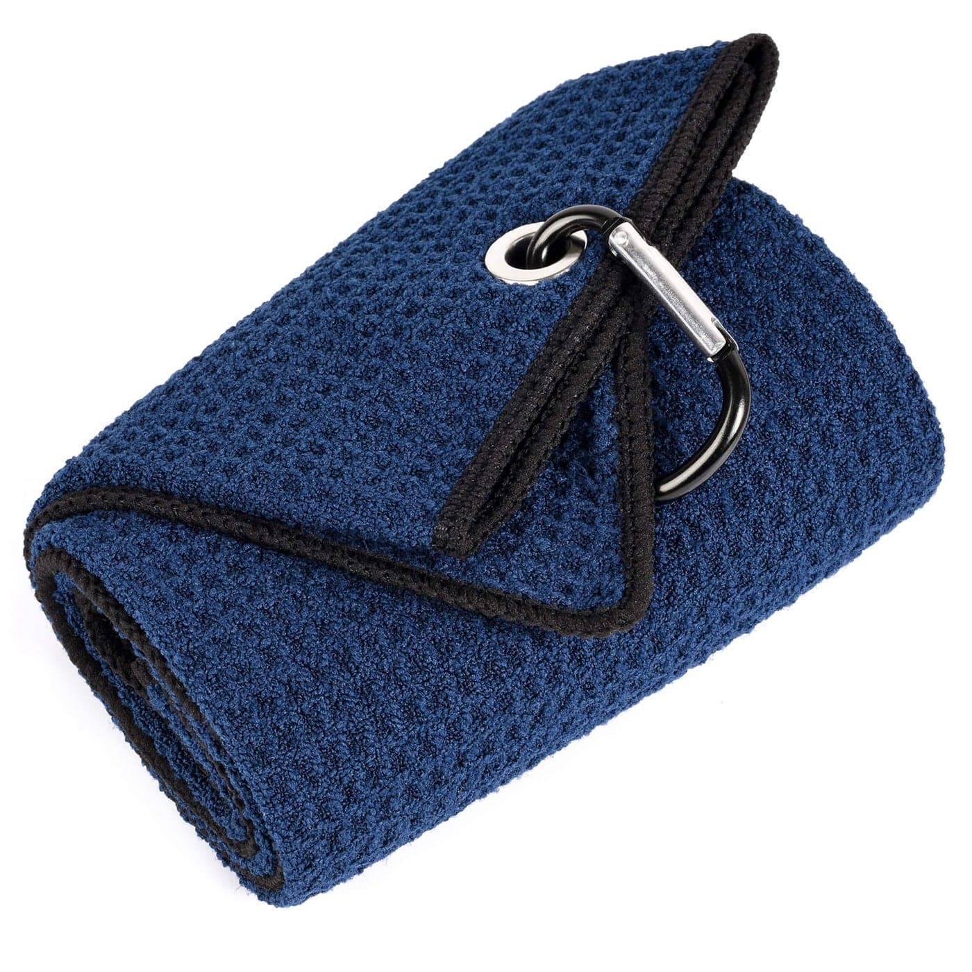 Mile High Life Trifold Golf Towel Premium Microfiber Fabric Waffle Pattern with Heavy Duty Carabiner Clip Golf Towel for Men and Women NavyGolf Towel