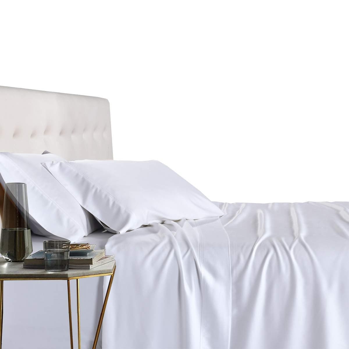 Royal Tradition Viscose from Bamboo Bed Sheets King Solid White Super Soft and Cool 4PC Sheet Set
