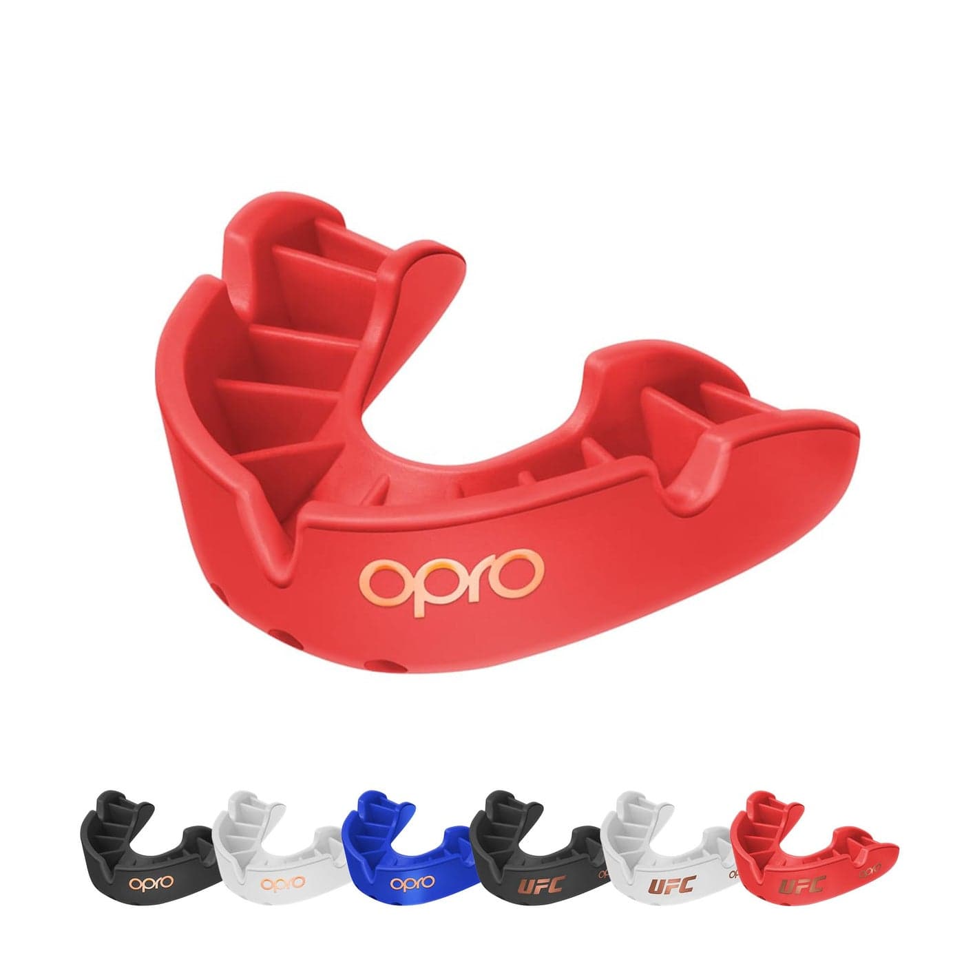OPRO Bronze Level Sports Mouthguard CustomFit Breathable Slim Design Protective Mouth Guard for Football Wrestling Boxing MMA Lacrosse All Contact Sports Case Included Red Adult