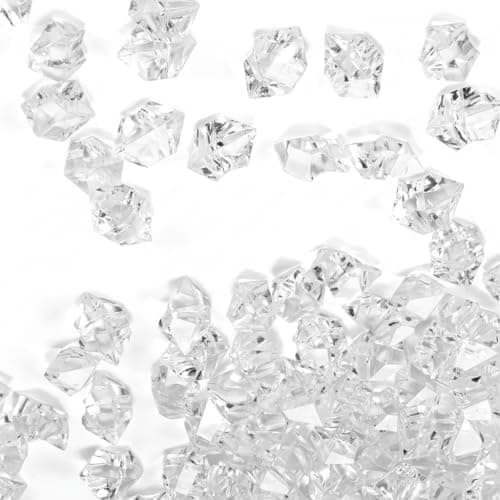 PMLAND 3Lbs Clear Acrylic Ice Rocks – 550 Pieces Bulk Decorative Fake Crushed Ice Gems for Vases Wedding Centerpieces Table Scatter Crafts & Aquarium Decor