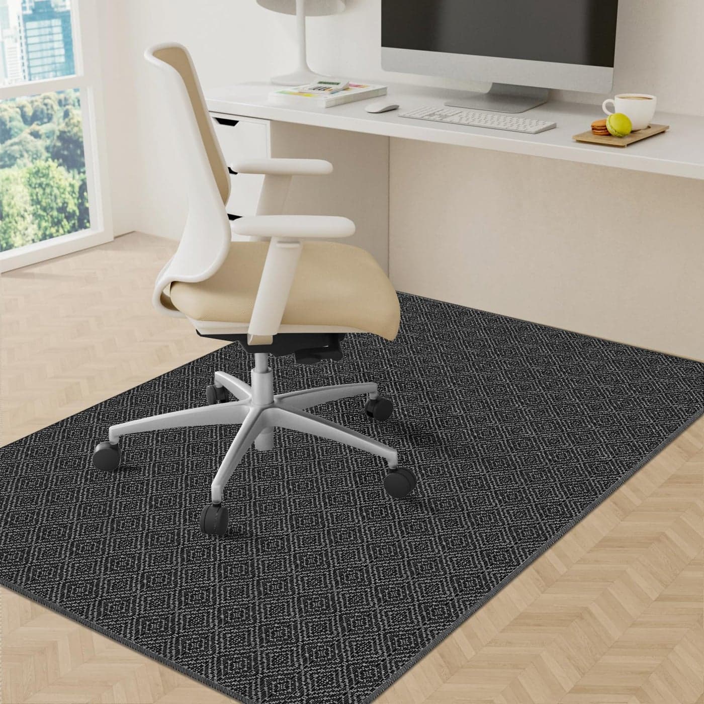 KMAT Office Chair Mat 36x48in Heavy Duty HardwoodTile Floor Protector Floor Mat Computer Desk Mat for Rolling Chairs Work Study Office Black