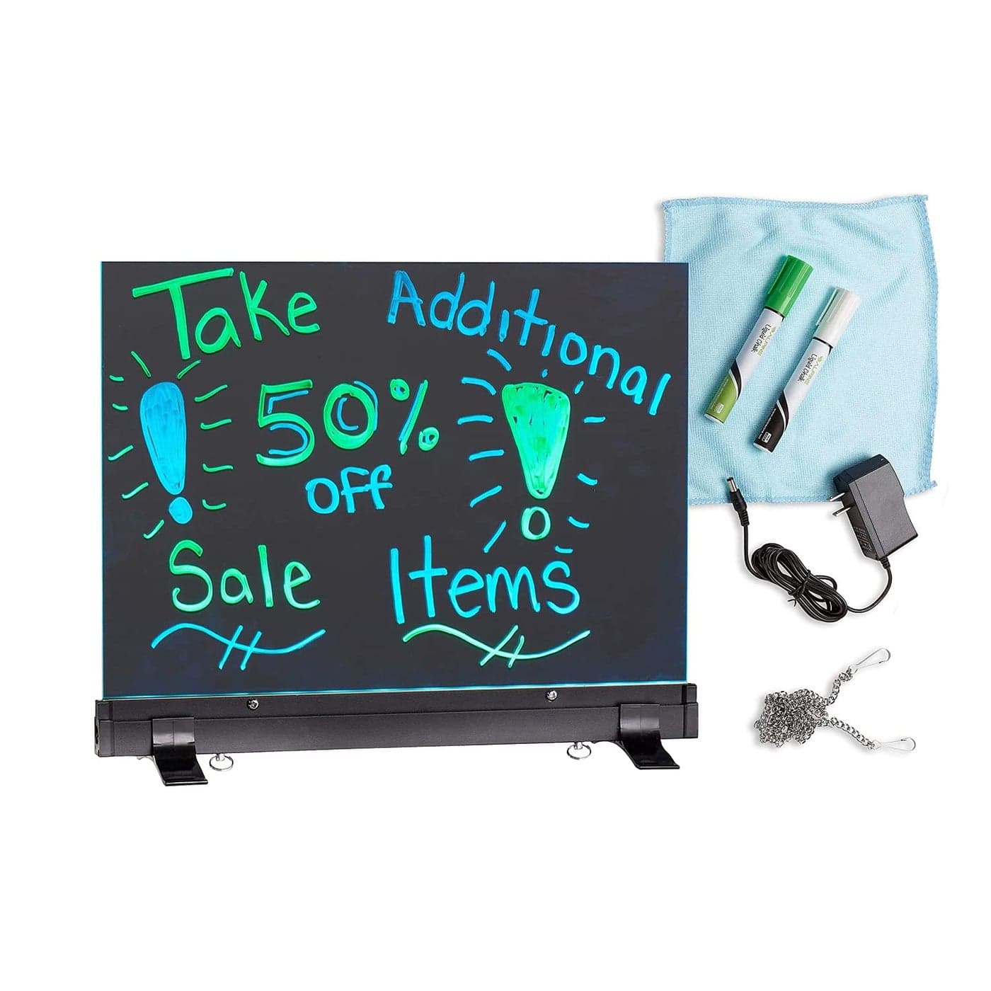 Alpine Industries LED Flashing Eraseable Message Board with Acrylic Writing Panel and Stand 12 x 16