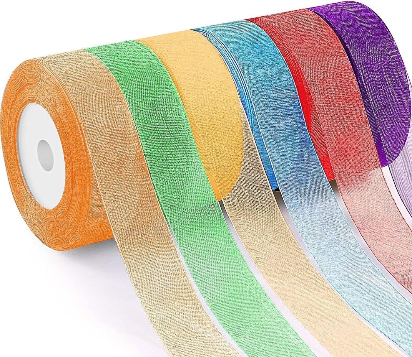 IMPRINT Organza Ribbon Rolls 35 Meters x 6 Sheer Chiffon Ribbons Rainbow Colors