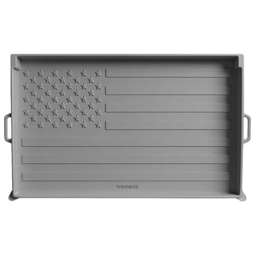 36 Inch Silicone Griddle Mat Cover for Blackstone Heavy Duty Flat Top Grill Protector Embossed American Flag Weather Resistant Not For Omnivore Models Gray by WEISSBOX