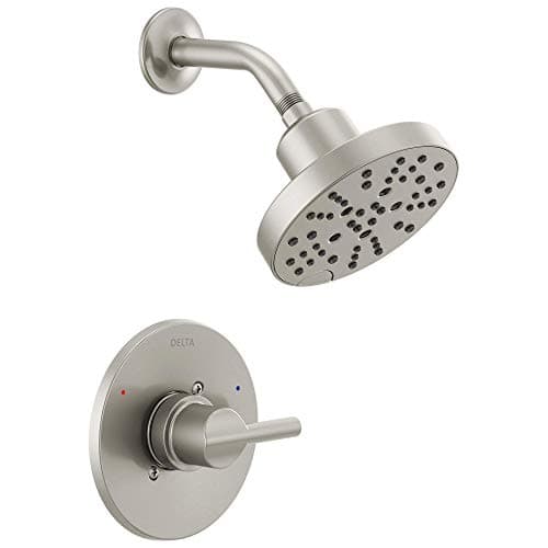 Delta Nicoli 14 Series H2Okinetic Shower Faucet Set, Brushed Nickel Shower Head and Handle Set, Valve Trim Kit, Stainless 142749-SS (Shower Valve Included)