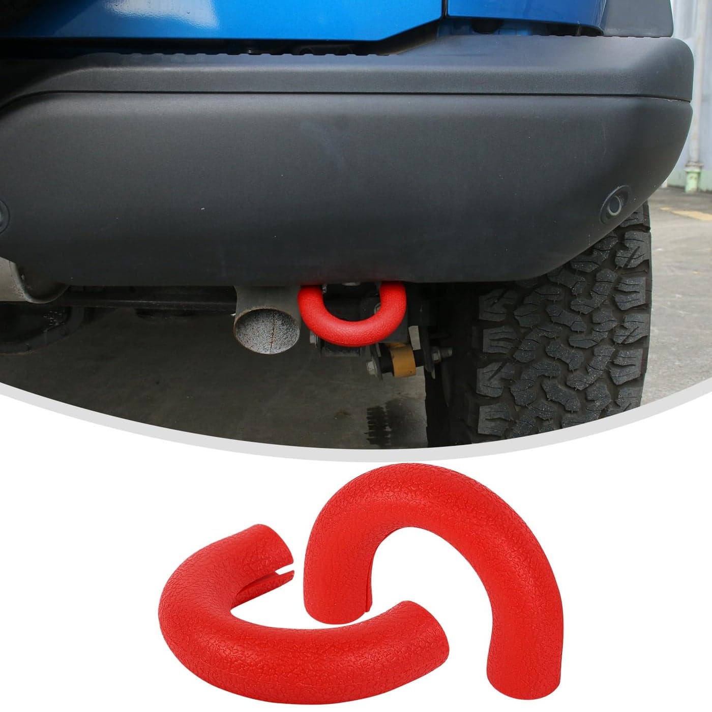 Linskip Tow Hook D Ring Covers Fit for 20212024 2025 Ford Bronco Accessories Rear Bumper Tow Hook Rubber Sleeve Protectors for Bronco Raptor AccessoriesRed