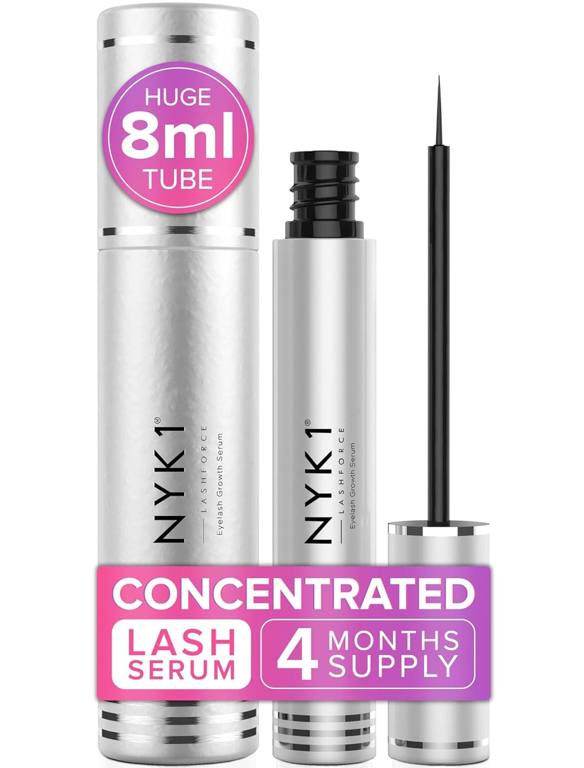 NYK1 CONCENTRATED Lash Serum For Eyelash Growth XL 8ml LashForce Eyelash Serum To Grow Lashes Longer And Thicker Eyelash Growth Serum Lash Growth Serum For Enhanced Eye Lash Serum Growth