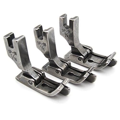 CKPSMS Brand - 3PCS Industrial Sewing Machine HINGED Right Guide FEET Compatible with JUKI DDL-127, DDL-227, DDL-500 CONSEW 210,218,219#SP-18 1/16+1/8+1/4 (SP-18R 1/16+1/8+1/4 with Right Guide)