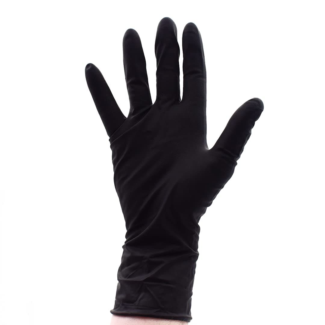 Colortrak Premium Grip Reusable Gloves, 4 Pairs (8 Gloves Total), Powder Free Latex, Durable and Chemical Resistant, Textured for Better Grip, Extra Long Cuff, Washable, Black, Medium