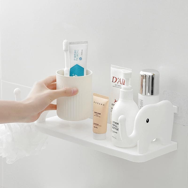 TASMAX Floating Shelf for Wall Mounted for Bathroom Rack, self Adhesive Shelf, Shelves for Storage, Bathroom Organizer Without Drill Pack of 2, Polypropylene, White