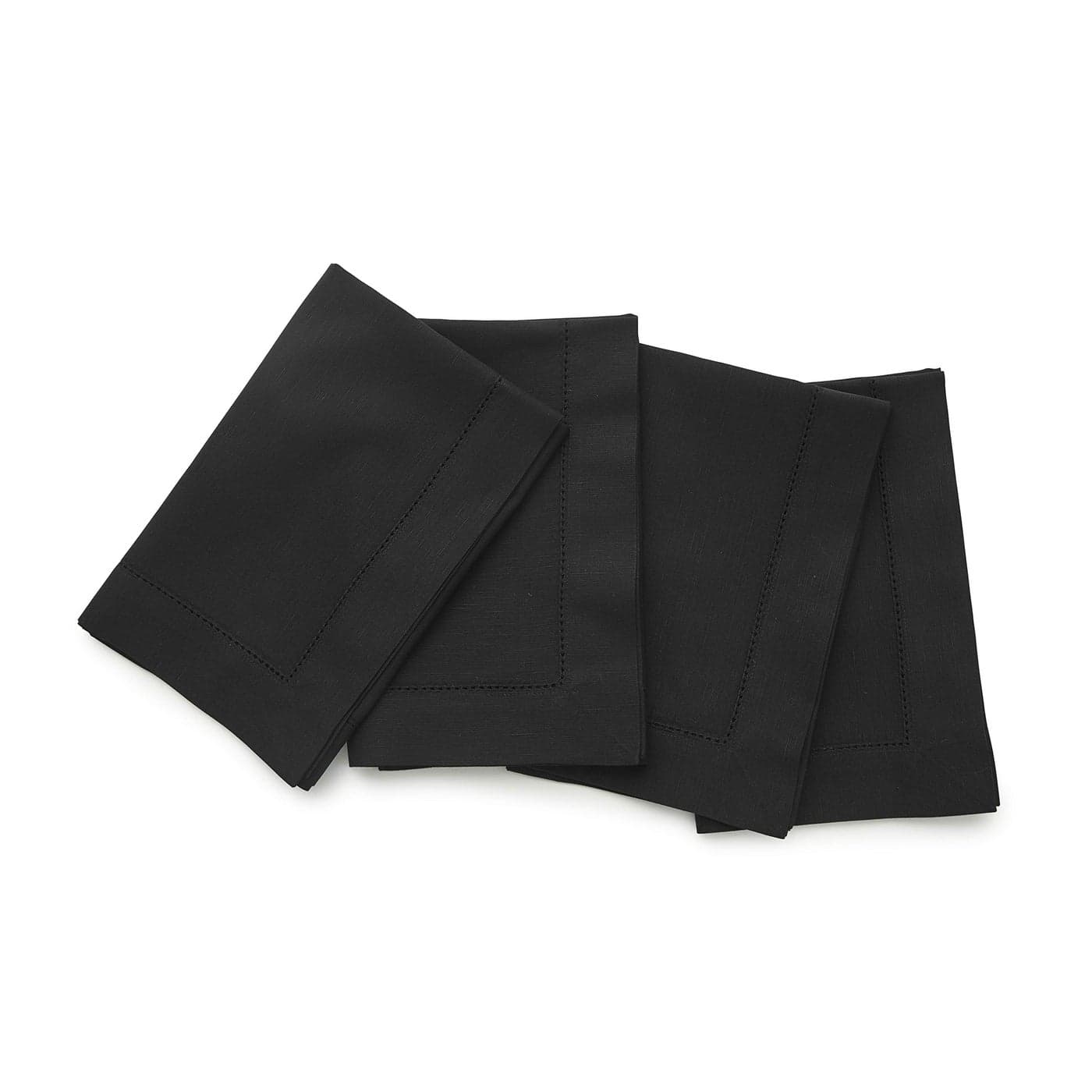 Solino Home Black Napkins Set of 4 Cotton Linen Hemstitch Dinner Napkins Cloth 20 x 20 Inch for Winter Spring Easter Handcrafted and Machine Washable