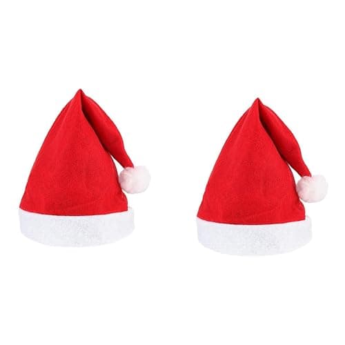 Kidology Santa Hat – Plush Fur Unisex Christmas Cap for Adults, Kids, and Babies | Comfortable, Soft, Free Size, & Perfect for Christmas Decorations - 2Pcs (Adult)