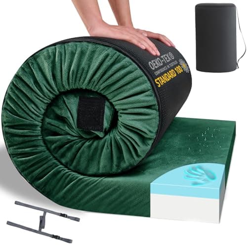 HomeMate Memory Foam Camping Cot Mattress Pad Mat-Sleeping Pad Mat Portable Roll Up Travel Mattress CertiPUR-US for Adults-Camping Bed for Guests Floor Tent Sleepover with Waterproof Cover Travel Bag