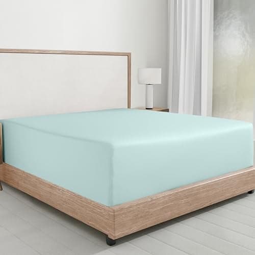 California Design Den King Fitted Sheets Only, Soft 100% Cotton Sateen, Deep Pocket, Durable All-Around Elastic, Head/Foot Side Indicators, King Size Fitted Sheets (Seafoam)