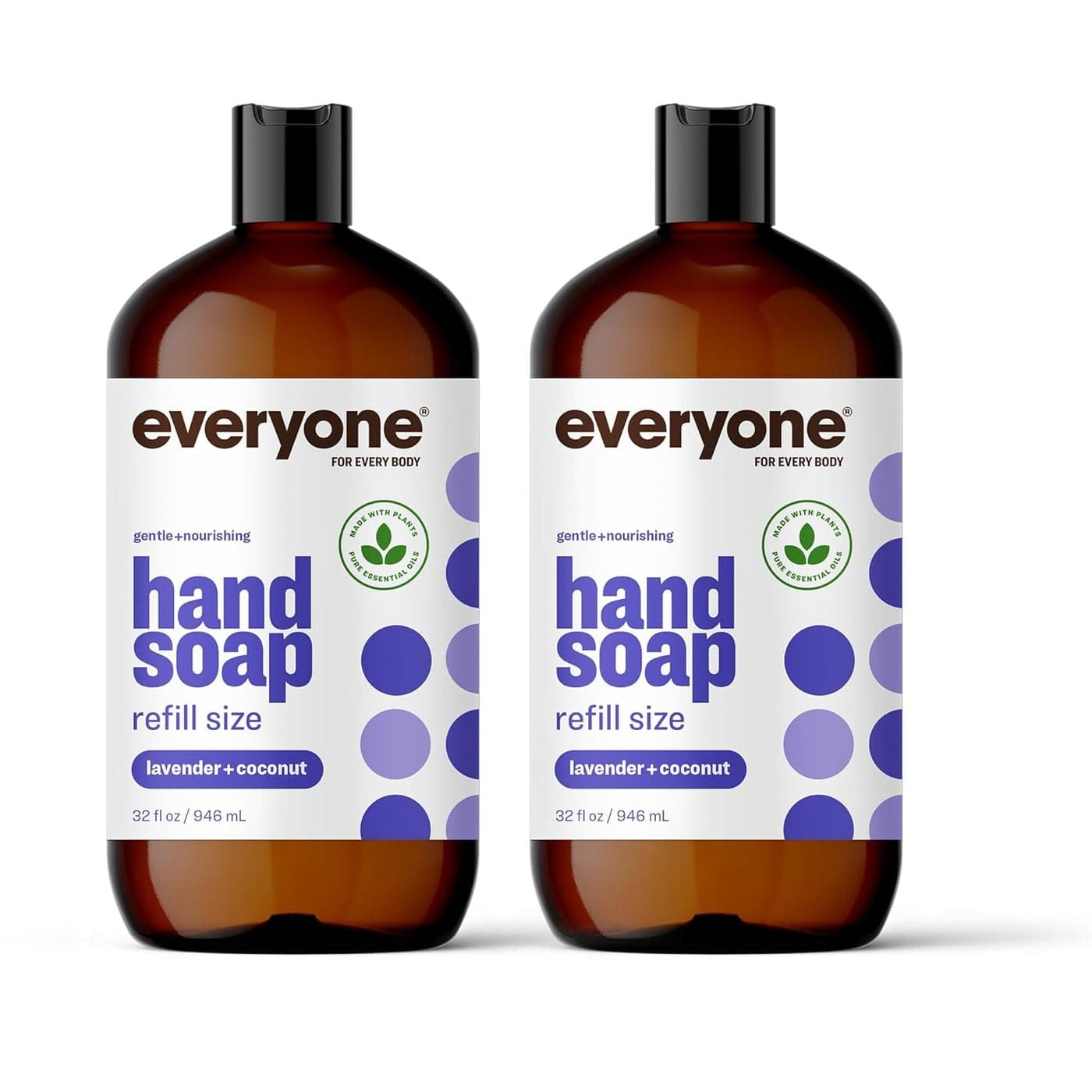 Everyone Liquid Hand Soap 32 Ounce Pack of 2 Lavender and Coconut PlantBased Cleanser with Pure Essential Oils