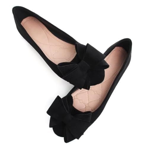 TN TANGNEST Women Round Toe Bowknot Flats Comfortable Slip On Ballet Flat Shoes Black 3975