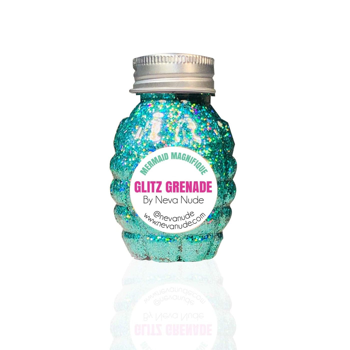 Neva Nude Face and Body Glitter Keychain - Chunky Glitter in Aloe for Festivals, Raves, and More | Cosmetic Grade | Super Sparkly (Mermaid Magnifique Turquoise Holographic Glitz Grenade)