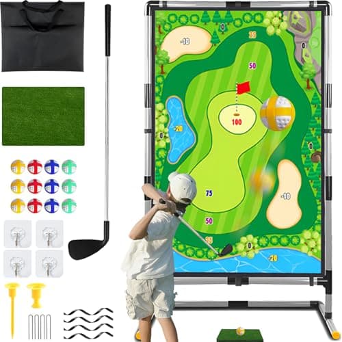 Cecnamt Golf Chipping Game Battle Golf with DoubleSided Hitting Mat Stand Chip Sticky Practice Game for Adults Kids Indoor Outdoor