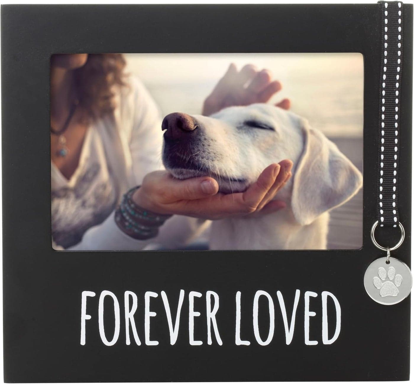Pearhead Forever Loved Pet Keepsake Picture Frame Photo Frame for Pet Owners and Dog Lovers Ideal Memorial Gift for Loss of Dog and Pet Remembrance Wall Mount And Tabletop Frame Black