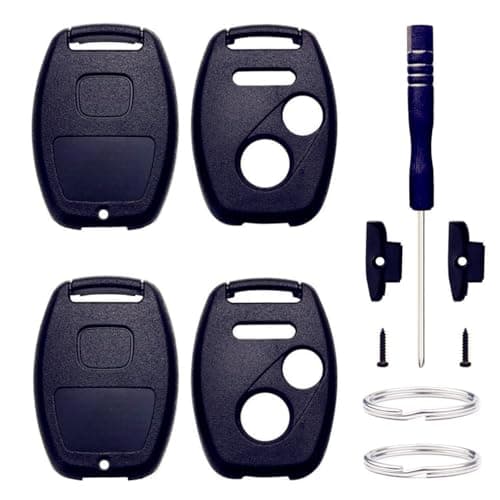 Cutting NOT Required Key Fob Shell Replacement for Honda Civic LX Accord Crosstour Coupe CRV CRZ Pilot Fit Insight Ridgeline Odyssey Keyless Entry Remote Key Fob Case Cover 3 Button Black Black