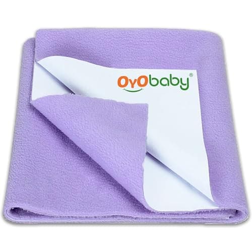 OYO BABY Single Bed Waterproof Dry Sheet 72×36 Inch | Multi-Age Bed Protector | Extra Absorbent, Quick Dry, Breathable | Reusable Baby and Adult Mattress Liner, Anti-Pilling Fleece - Violet